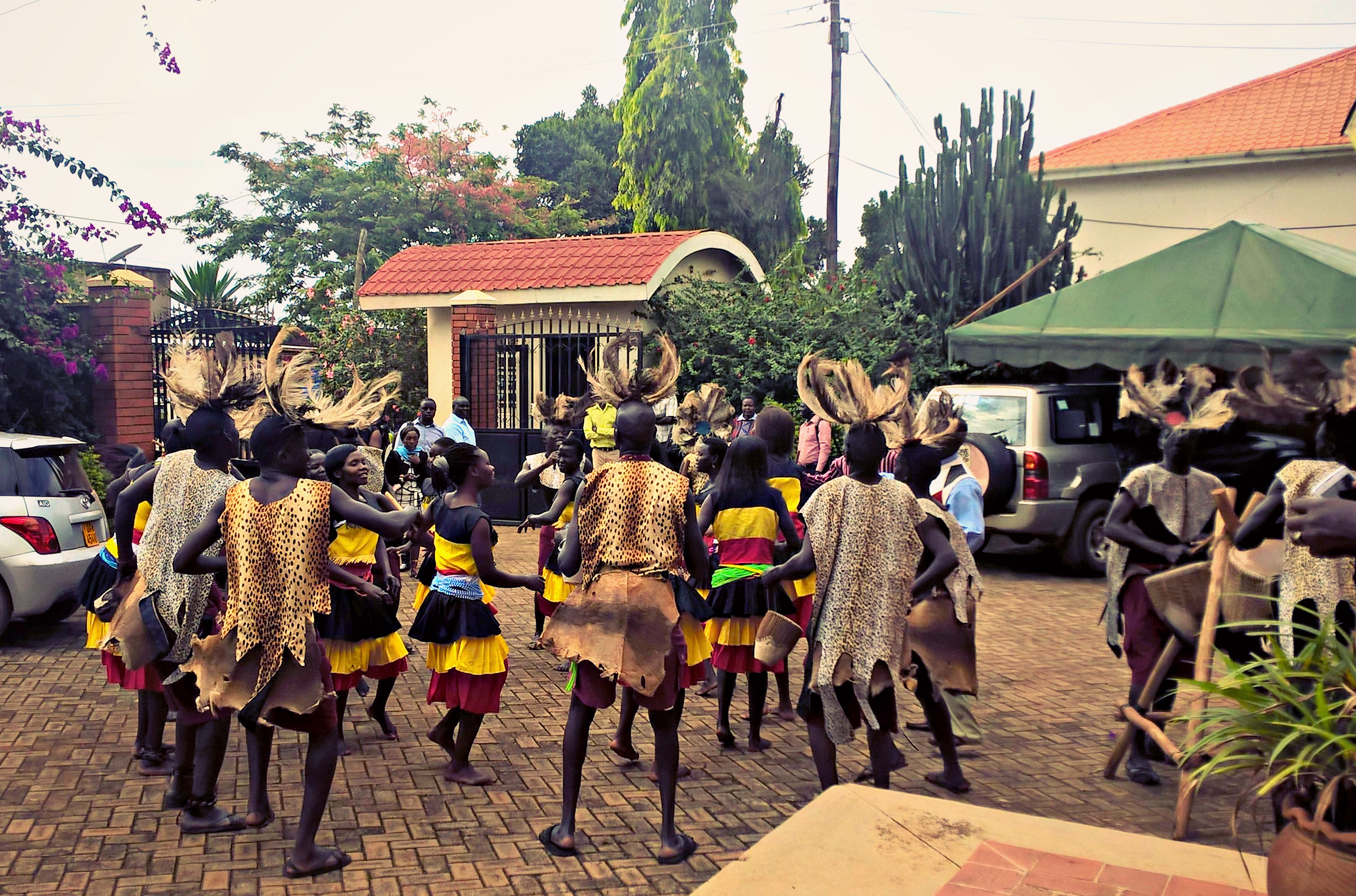 Acholi performers presenting the Bwola dance in northern Uganda