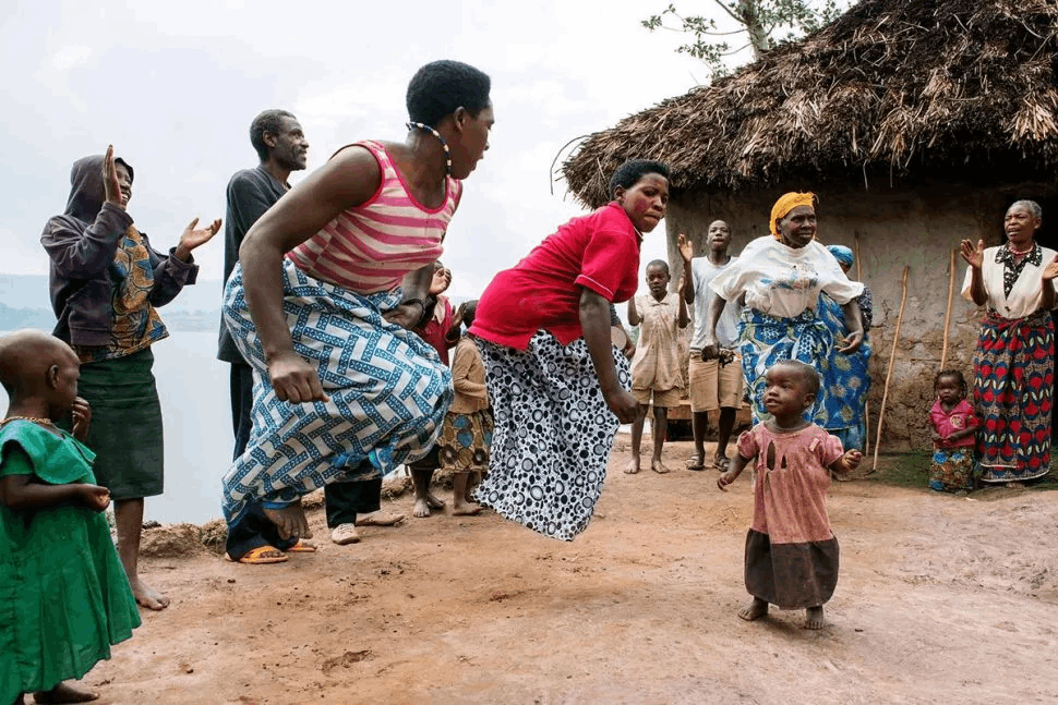 Bakiga community dancers performing in the Kigezi highlands